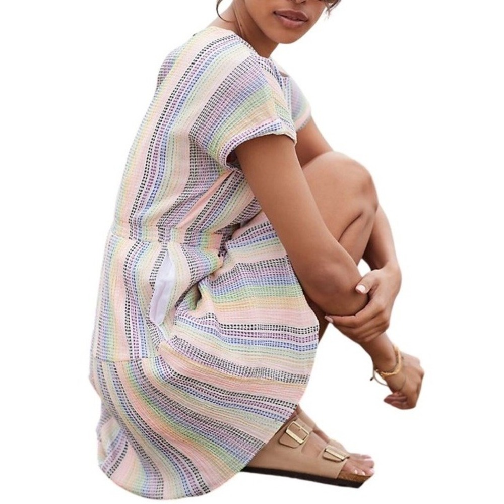 Anthropologie Striped White Dolan Dress Size XL Women's Boho Summer